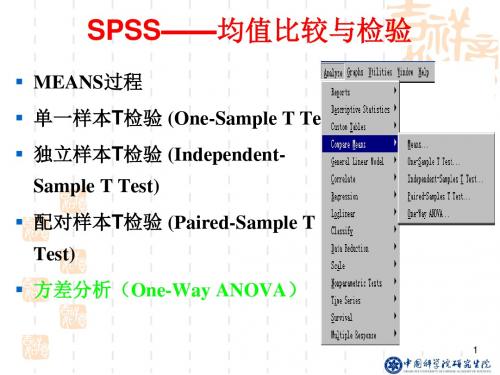 SPSS均值比较与检验 PPT课件