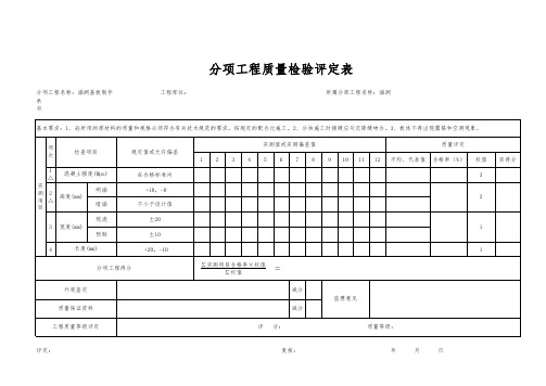 盖板制作分项工程质量检验评定表