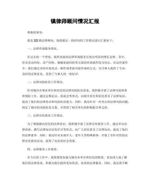 镇律师顾问情况汇报