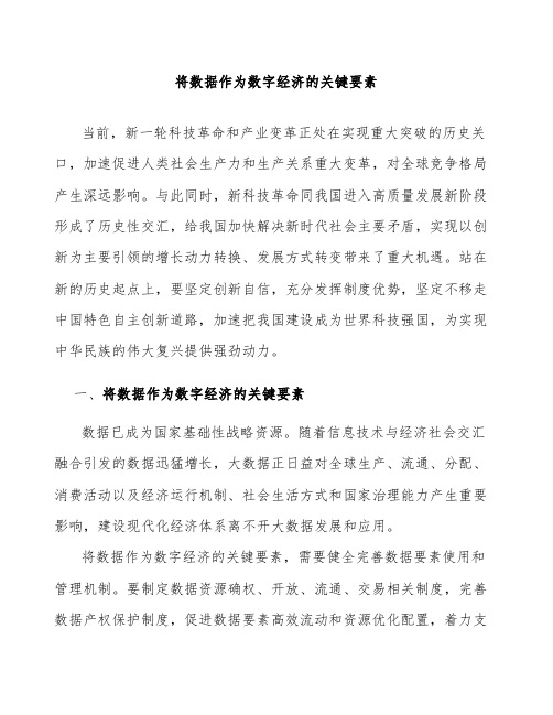 将数据作为数字经济的关键要素