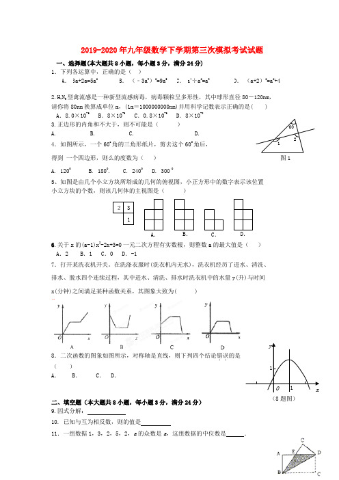 2019-2020年九年级数学下学期第三次模拟考试试题