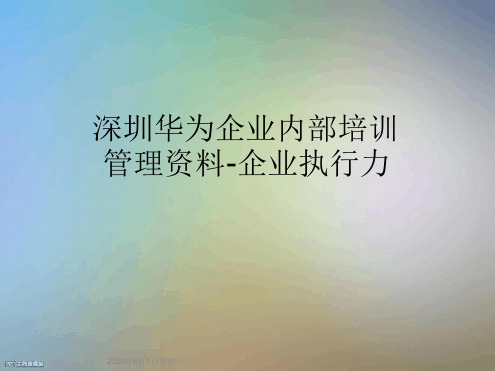 深圳华为企业内部培训管理资料 企业执行力