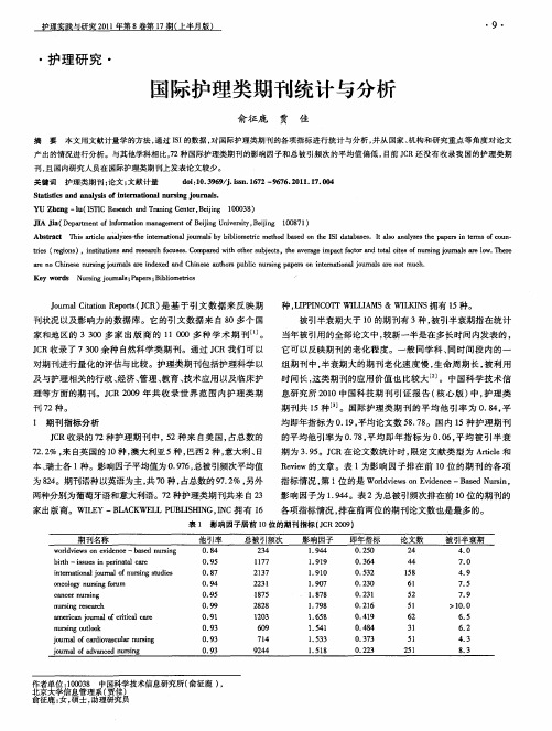 国际护理类期刊统计与分析