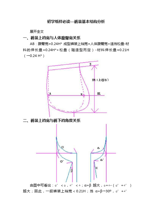 初学纸样必读—裤装基本结构分析