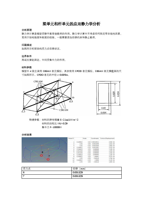 梁单元和杆单元的静力学受力分析