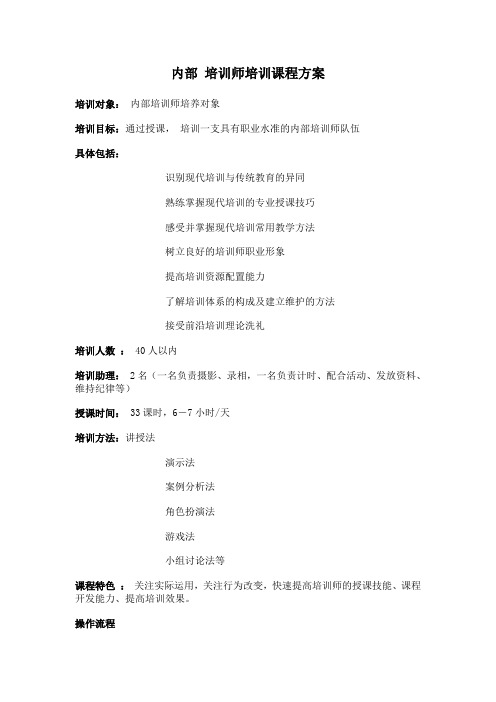 内部 培训师培训课程方案