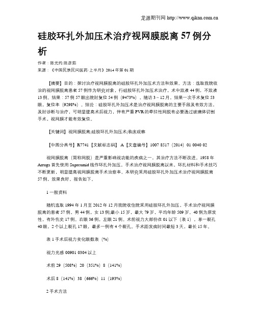 硅胶环扎外加压术治疗视网膜脱离57例分析