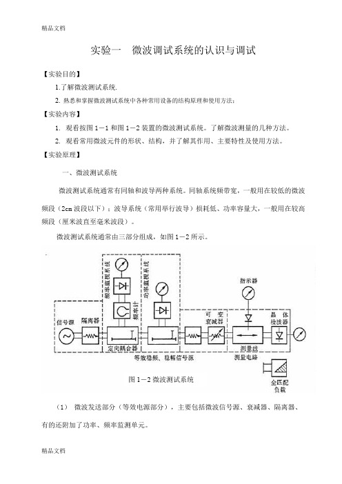 (整理)实验1微波测试系统的认识与调试0.