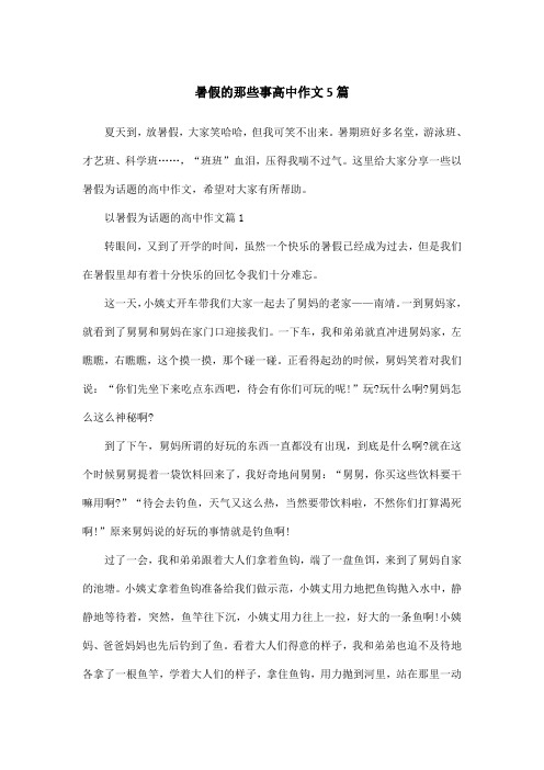 暑假的那些事高中作文5篇