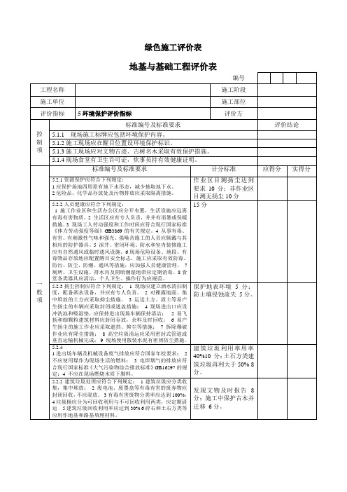 绿色施工评价表(7个表格)