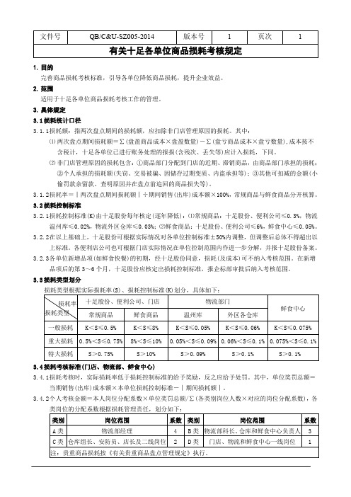 [2014]22号红头文件-有关十足各单位商品损耗考核规定