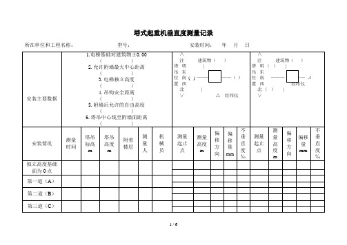 塔吊垂直度测量记录表