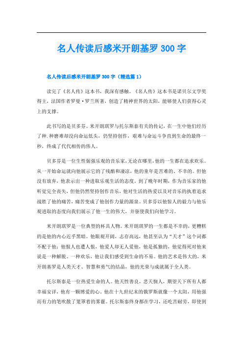 名人传读后感米开朗基罗300字