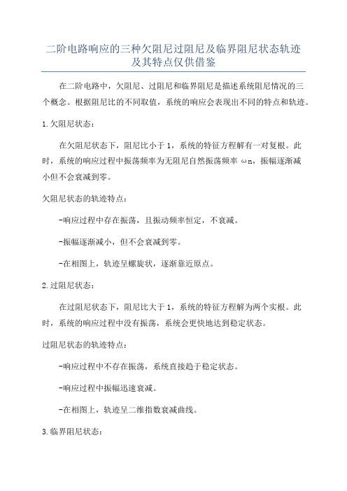 二阶电路响应的三种欠阻尼过阻尼及临界阻尼状态轨迹及其特点仅供借鉴