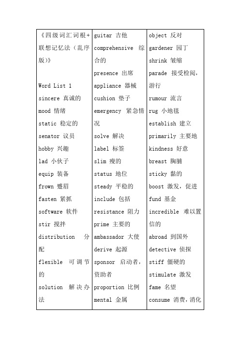 四级词汇词根+联想记忆法(乱序版)