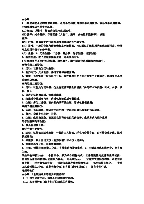 动物学复习提纲无脊椎