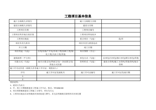 工程项目基本信息