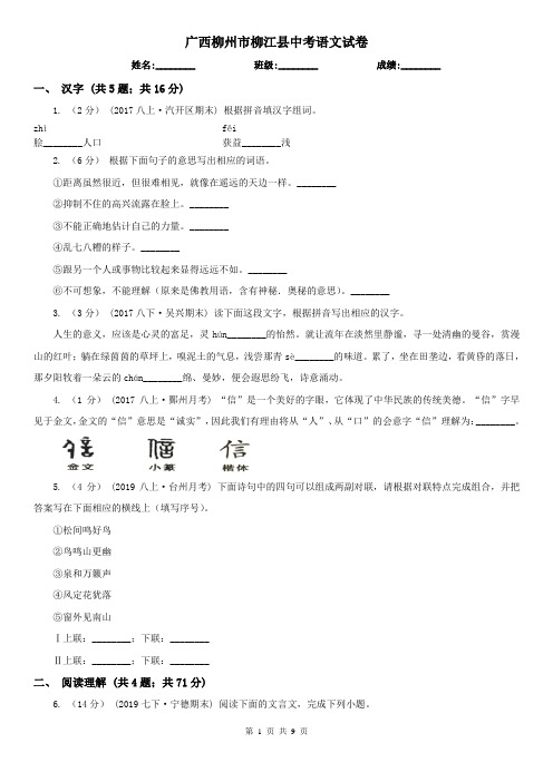 广西柳州市柳江县中考语文试卷