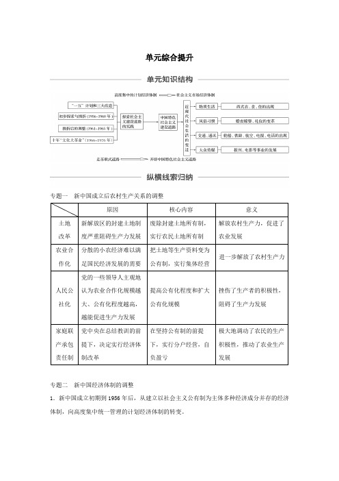 2020版高考历史大一轮复习第八单元与社会生活的变迁单元综合提升教案(含解析)新人教版