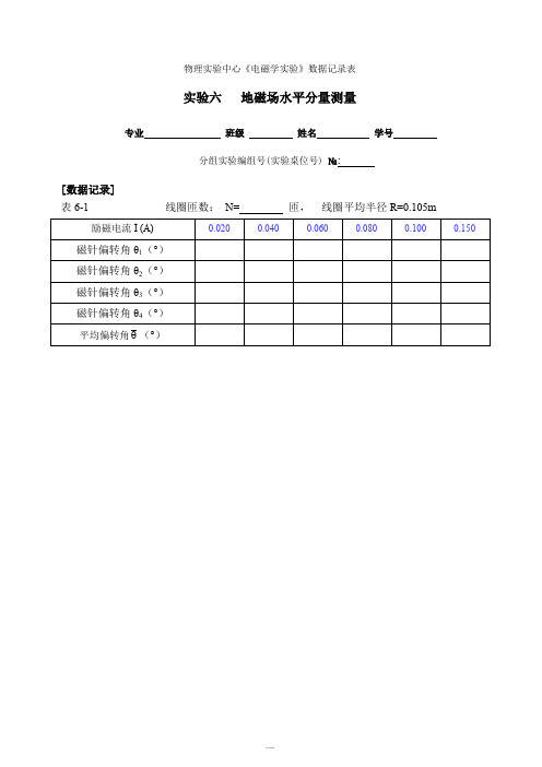 《电磁学实验》数据记录表（ＰＤＦ）