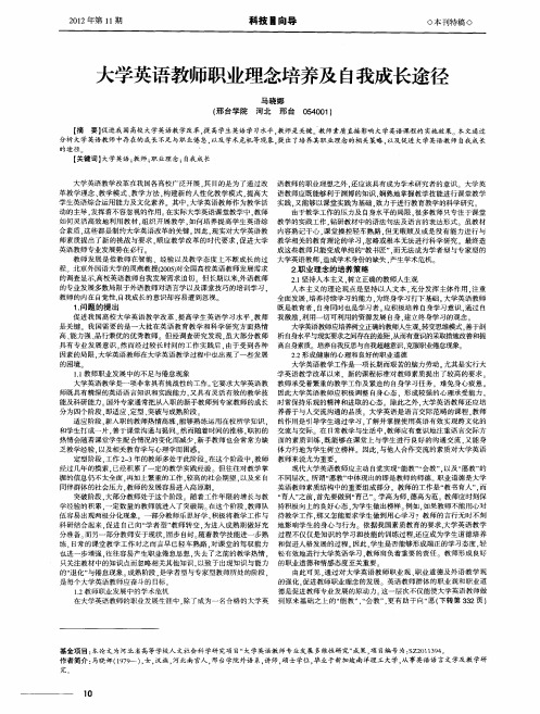 大学英语教师职业理念培养及自我成长途径