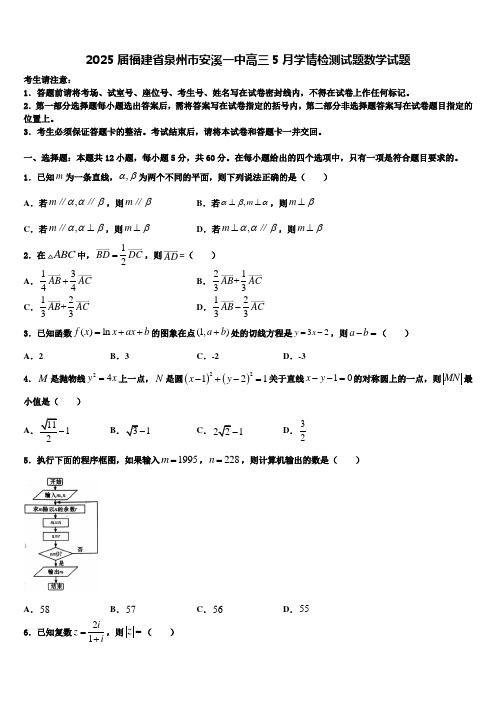 2025届福建省泉州市安溪一中高三5月学情检测试题数学试题