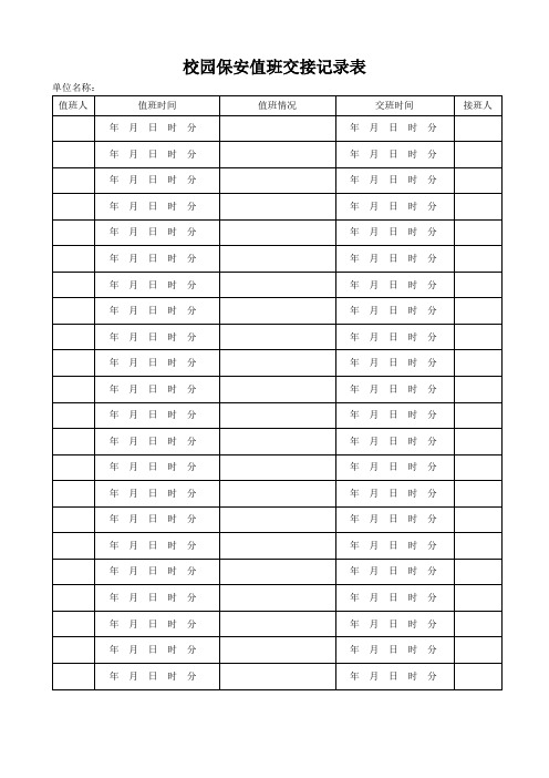 校园保安值班交接记录表