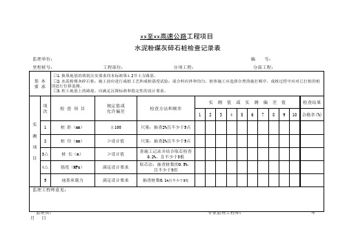 水泥粉煤灰碎石桩检查记录表