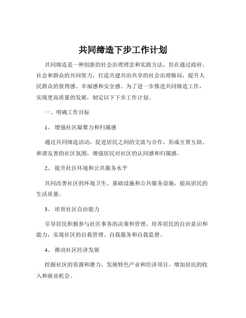 共同缔造下步工作计划