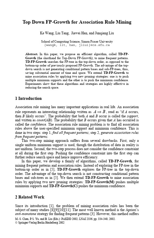 Top Down FP-Growth for Association Rule Mining