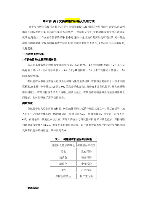 水处理培训资料 第六讲 树脂污染