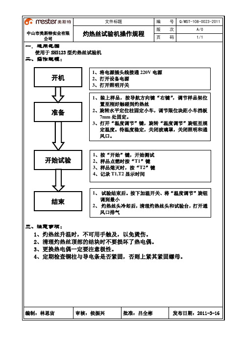 (361)灼热丝试验机操作规程