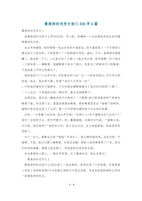 最美的时光作文初三500字6篇