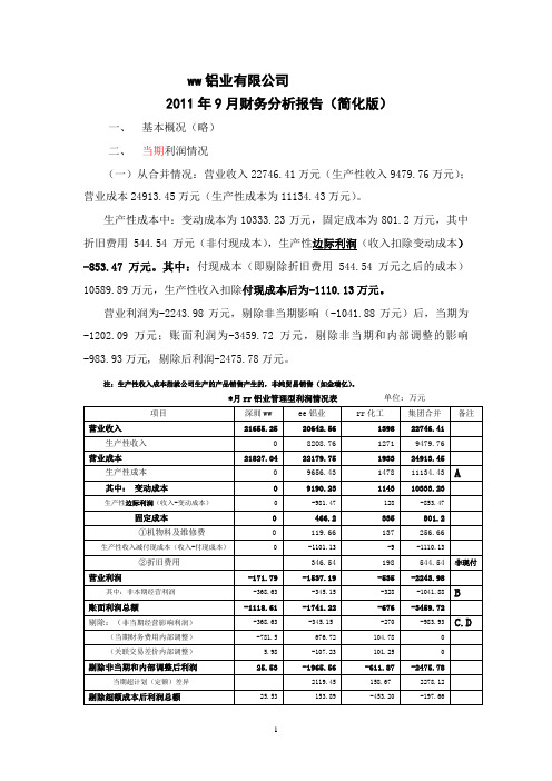 某集团财务分析201109(简化版)