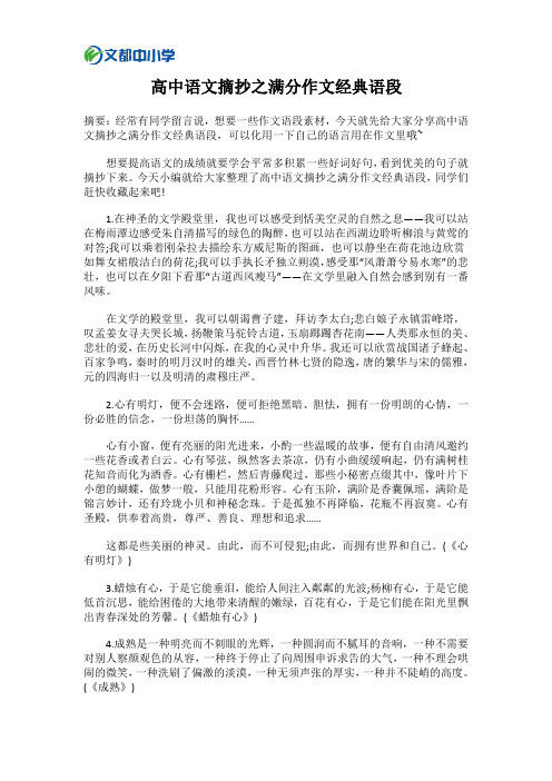 高中语文摘抄之满分作文经典语段