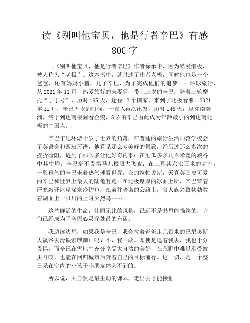 读《别叫他宝贝,他是行者辛巴》有感800字