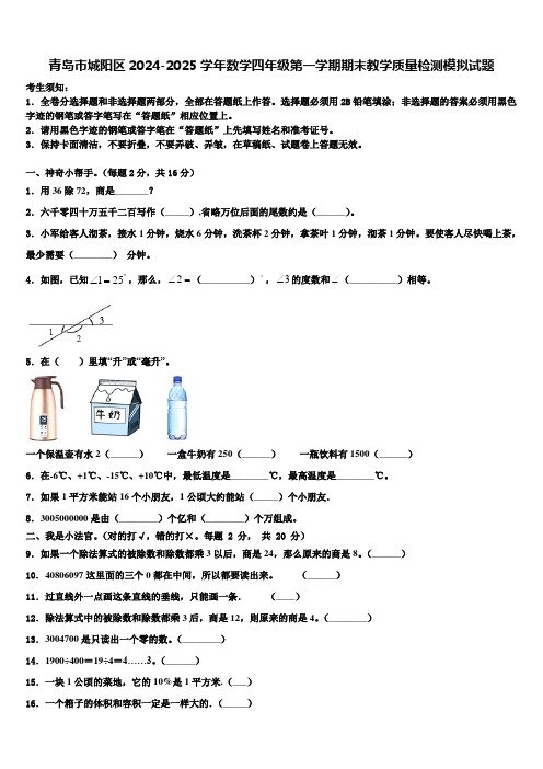 青岛市城阳区2024-2025学年数学四年级第一学期期末教学质量检测模拟试题含解析