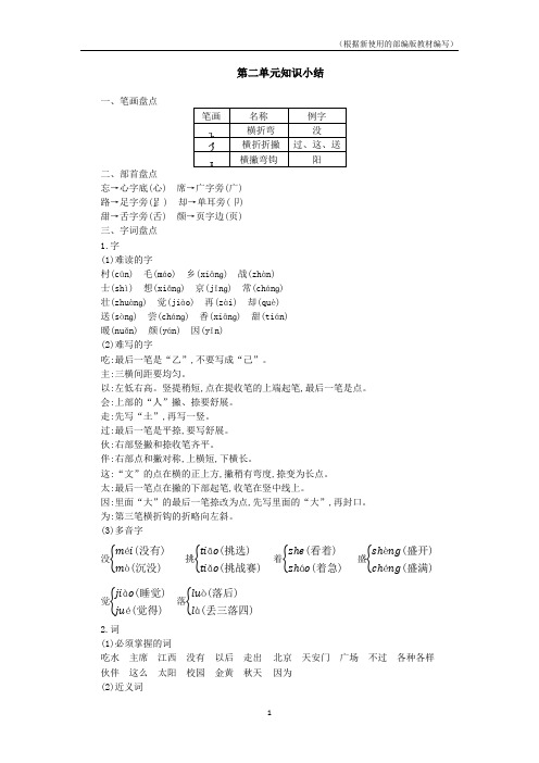 部编版语文一年级下册第二单元复习与知识点归纳总结