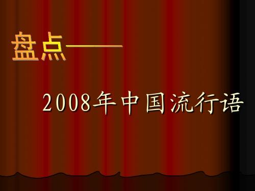 2008年中国流行语(政治课前演讲内容)