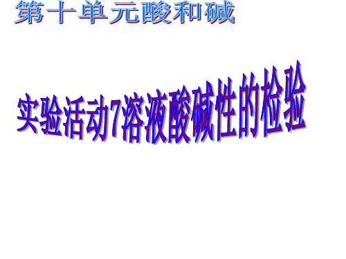 人教版九年级下册化学17第十单元实验活动7溶液酸碱性的检验