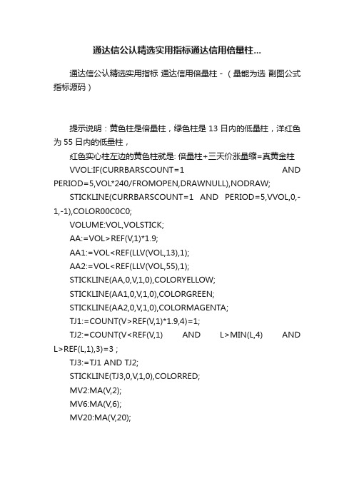 通达信公认精选实用指标通达信用倍量柱...