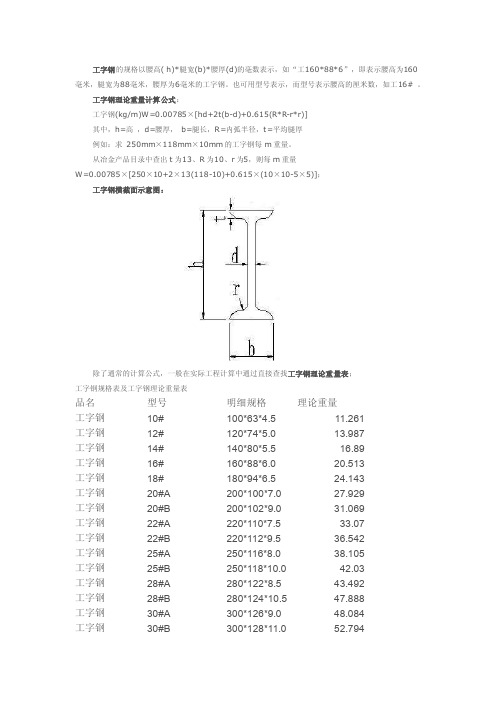 工字钢的规格以腰高