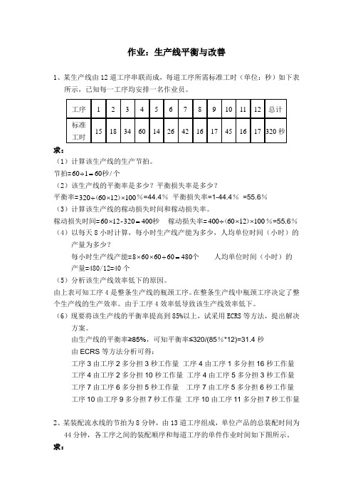 作业:生产线平衡分析