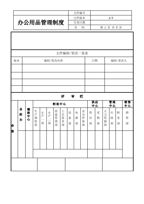 办公用品管理制度(附表单)