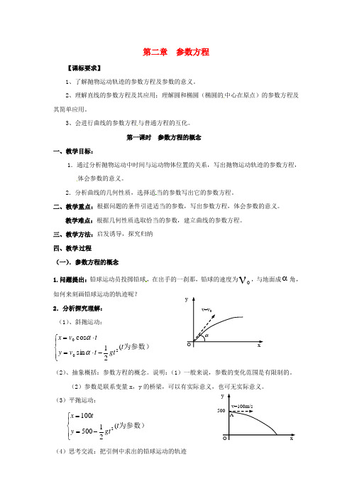 高中数学2.1参数方程的概念教案新人教版选修4-4