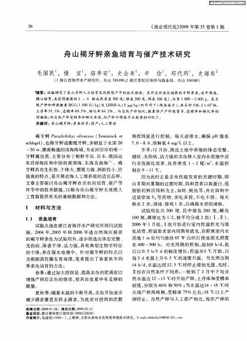 舟山褐牙鲆亲鱼培育与催产技术研究