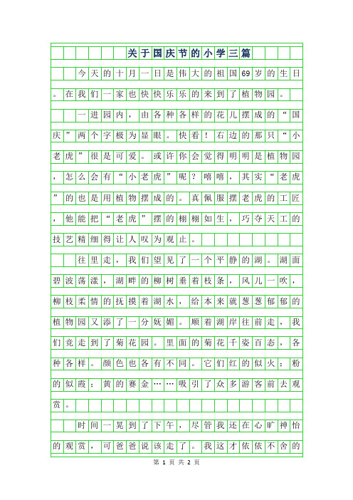 2019年关于国庆节的小学作文300字