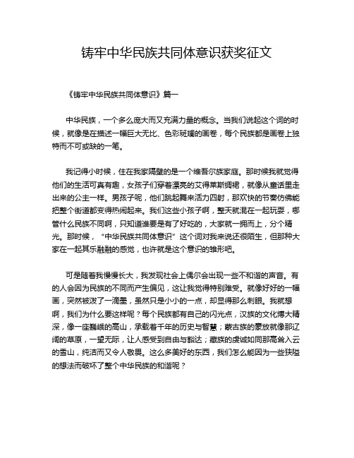 铸牢中华民族共同体意识获奖征文