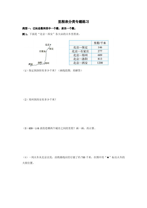 三年级上数学分类练习-里程表_北师大版(2014秋)(无答案)