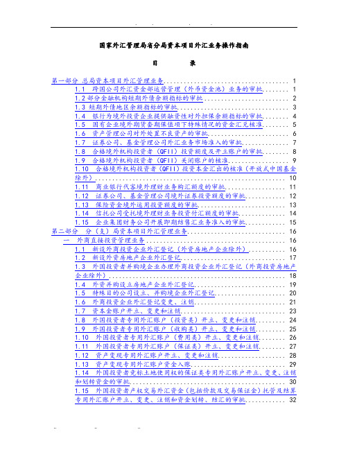 资本项目外汇业务操作的指南